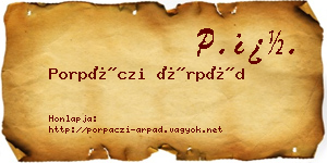 Porpáczi Árpád névjegykártya