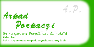 arpad porpaczi business card